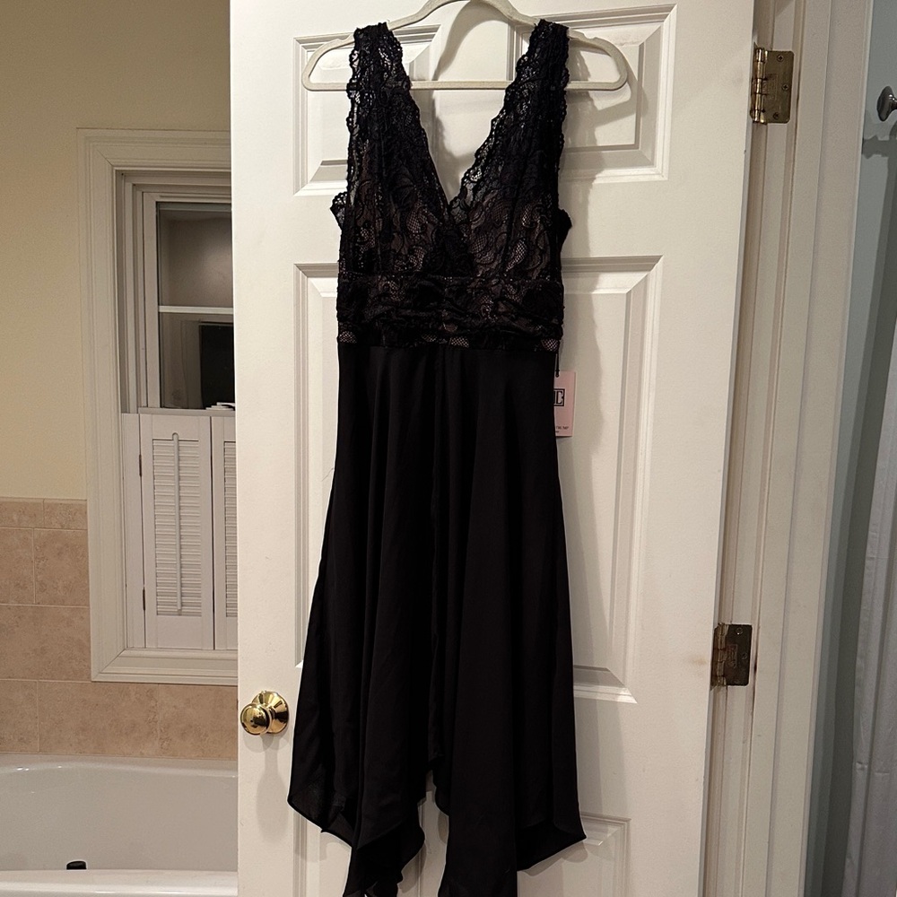 Ivanka Trump Black Asymmetrical Lace Dress